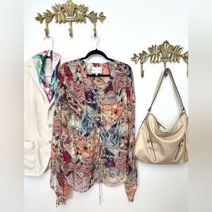 Comfortable Oversize Multicolor Women's Blouse Long Sleeve XL  ptp 29” l 31”